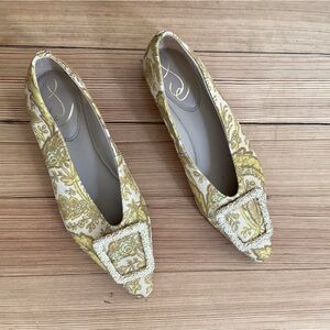 Sam Edelman Gold and Cream Women's Flat size 8.5